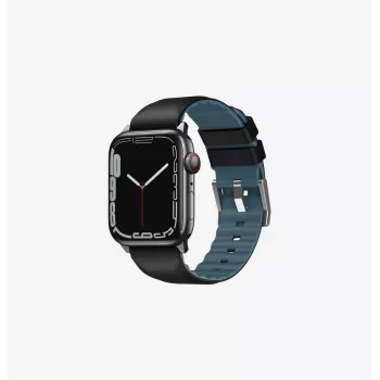 Bracelet UNIQ Linus pour Apple Watch Series 1/2/3/4/5/6/7/8/9/SE/SE2/SE3 38/40/41 mm Airosoft silicone noir de minuit