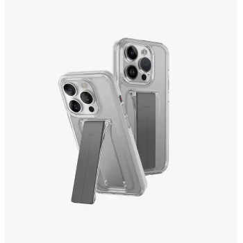 Coque avec support et fixation UNIQ Heldro pour iPhone 15 Pro 6,1 pouces lucent transparent