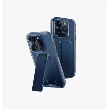 Coque avec support et fixation UNIQ Heldro pour iPhone 15 Pro 6,1 pouces lucent transparent