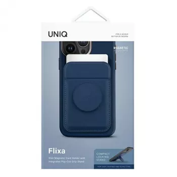 Support-portefeuille magnétique UNIQ Flixa pour MagSafe iPhone série 12-15, bleu marine
