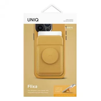 UNIQ Flixa Porte-cartes magnétique avec béquille Canary Yellow MagSafe