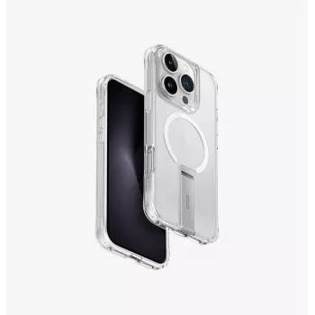 Coque UNIQ Eleva avec support Vertica pour Apple iPhone 16 Pro 6,3 pouces Lucent Clear