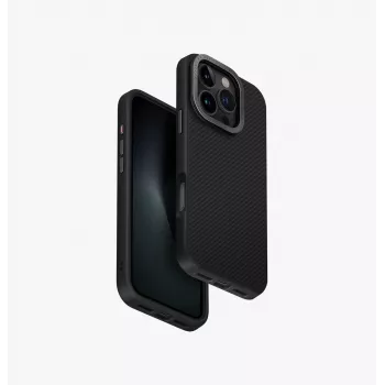 Coque UNIQ Keva Max charge Magclick pour iPhone 16 Pro 6,3 pouces - noir carbone