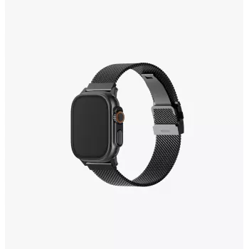 Bracelet Milanese Loop en acier inoxydable UNIQ Dante Pro pour Apple Watch 40/41/42 mm - noir graphite
