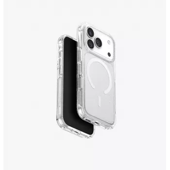 UNIQ LifePro Xtreme Coque MagClick Charging pour iPhone 17 Pro, Transparente/Glitter