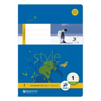 Staufen Style cahier scolaire Lineatur 1, A5, ligné avec marge, 16 feuilles, 1re classe