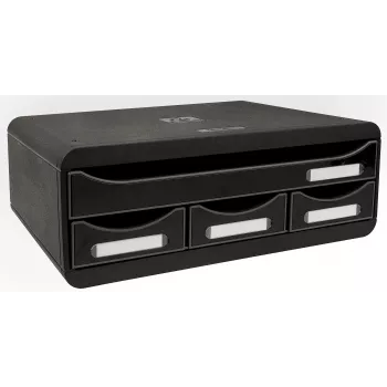 Boîte à tiroirs Exacompta TOOLBOX MINI 4 tiroirs A4, 355 x 270 x 134 mm, noire (319714D)