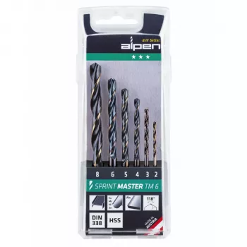 Ensemble de forets hélicoïdaux ALPEN-MAYKESTAG Sprint Master TM 6 2-3-4-5-6-8 mm HSS-G en cassette plastique