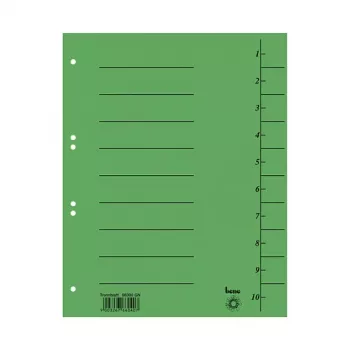 Intercalaires Bene 98300GN DIN A4 carton verts 50 feuilles
