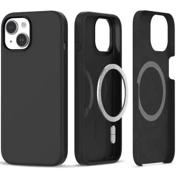 Tech-Proteckt coque en silicone MagSafe pour iPhone 15 noir mat