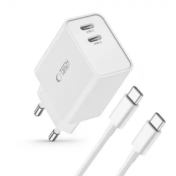 Tech-Protect C35W chargeur USB-C 2 ports blanc