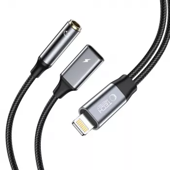 TECH-PROTECT ULTRABOOST adaptateur câble Lightning vers mini-jack 3,5 mm & Lightning, noir