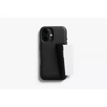 Coque porte-cartes en cuir Bellroy pour iPhone 16, noir