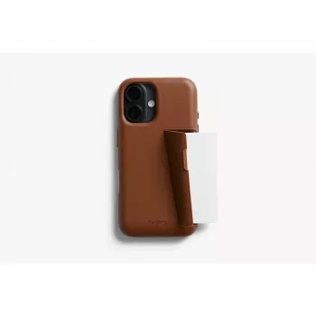 Coque porte-cartes en cuir Bellroy pour iPhone 16 Plus, marron