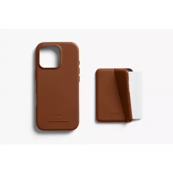Bellroy Étui en cuir avec portefeuille magnétique pour iPhone 16 Pro, Marron