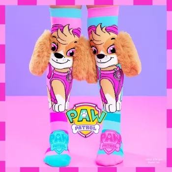 Chaussettes hautes enfants MADMIA Paw Patrol Skye avec oreilles en peluche 3D - rose/bleu/blanc