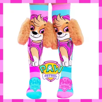 Chaussettes hautes enfants MADMIA Paw Patrol Skye avec oreilles en peluche 3D - rose/bleu/blanc
