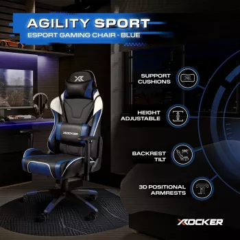 Chaise gaming X Rocker Agility eSports bleu/noir