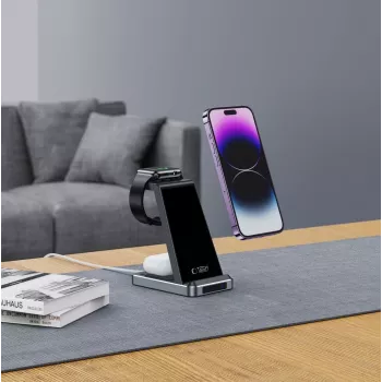 Tech-Protect QI15W-A26 station de charge sans fil 3IN1 noire