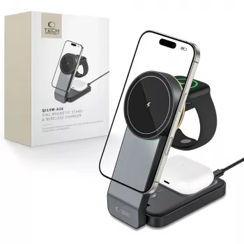 TECH-PROTECT QI15W-A28 chargeur sans fil magnétique MagSafe 3IN1 noir