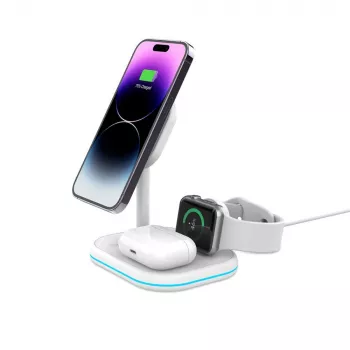 TECH-PROTECT QI15W-A27 chargeur sans fil magnétique MagSafe 3IN1 blanc