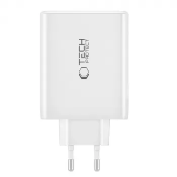 Tech-Protect NC100W-GAN 4-PORT chargeur mural GaN blanc 100W USB-C USB-A