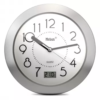Mebus 41964 horloge de salle de bain à quartz - blanche, analogique, silencieuse, résistante aux éclaboussures
