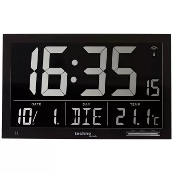 Technoline WS 8007 réveil numérique - noir - LCD - radio-piloté - à piles