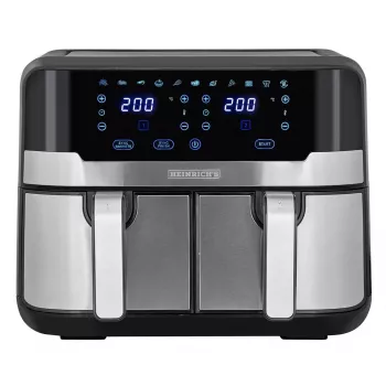 HEINRICH'S HFR 8214 friteuse à air chaud double 2 x 4,5 L = 9,0 L 1300-2400 W noir-argent