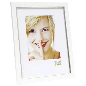 Deknudt S46AF1 Cadre photo individuel 13x18 cm argent MDF plastique blanc passe-partout