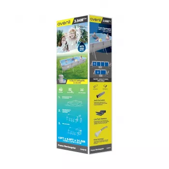 AVENLI Piscine rectangulaire à structure en acier 394x207x80 cm avec pompe de filtration, échelle, bâche et toile de sol