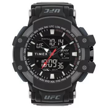 Montre numérique homme TIMEX TW5M51800 boîtier résine 53mm bracelet résine noir cadran gris éclairage nocturne INDIGLO étanche 100m