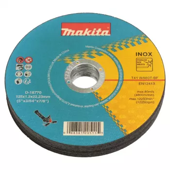 Disque à tronçonner INOX Makita D-18770-12 pour meuleuse d'angle sans fil 125 mm x 1,2 mm