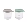Ensemble de pots en verre avec couvercles BEABA 2 x 250 ml vert sauge/gazelle