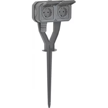 Poteau de jardin Legrand 069759L Plexo New 2 postes prise Schuko précâblée IP44 gris ardoise