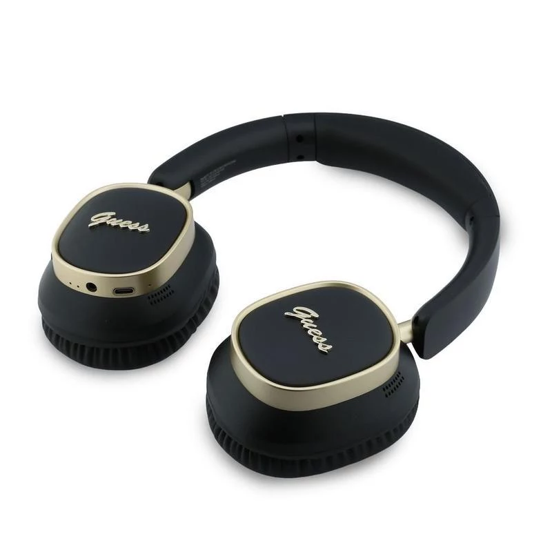 Guess Casque Bluetooth supra-auriculaire ENC Rectangle Metal Script Noir