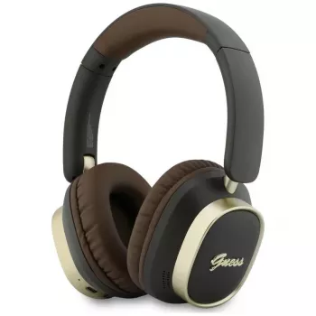 Guess Casque Bluetooth supra-auriculaire ENC Rectangle Metal Script Marron