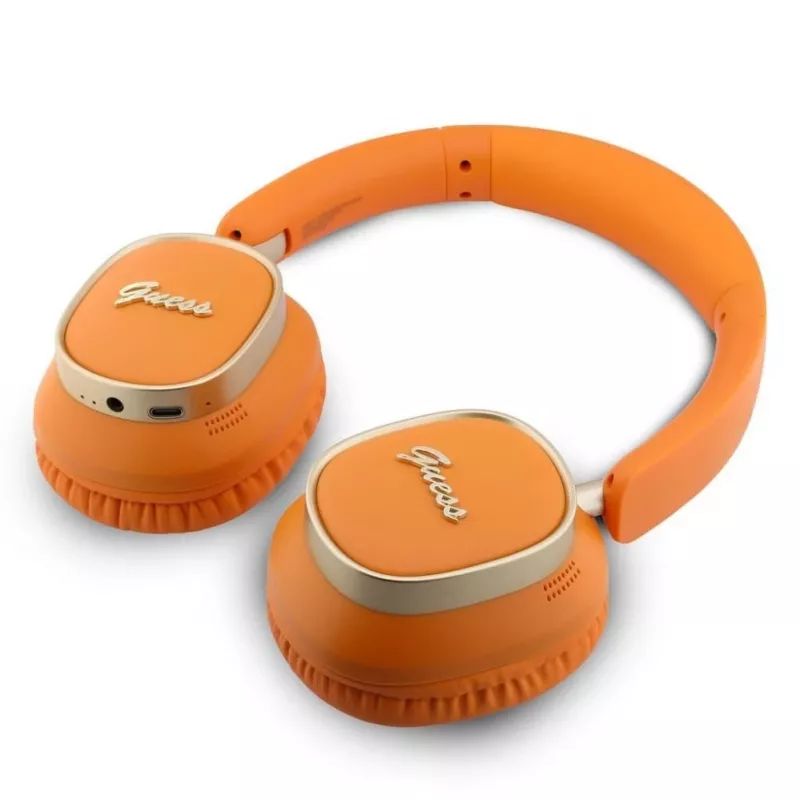 Casque Bluetooth supra-auriculaire Guess Rectangle Metal Script orange