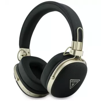 Guess Casque Bluetooth supra-auriculaire avec ENC, logo triangle métal grainé, noir