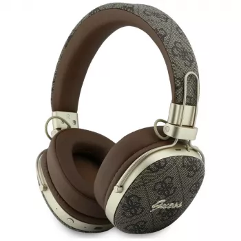Guess GUE005462 Casque Bluetooth supra-auriculaire avec ENC, design métal, 4G Script Logo, Marron