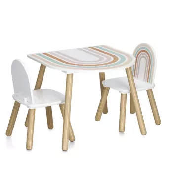 Ensemble de mobilier pour enfants Zeller Present 13536 - table et 2 chaises, blanc/bois naturel, MDF, à partir de 3 ans