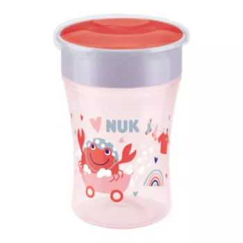 NUK Magic Cup 230 ml Rouge Gobelet d'apprentissage à bord de boisson 360° pour tout-petits dès 8+ mois, étanche, sans BPA, lavable au lave-vaisselle