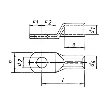 KLAUKE 104R6 Cosse tubulaire, 25 mm², M6, cuivre étamé, gris