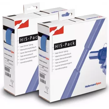 HellermannTyton HIS-PACK-19.1/9.5-PO-X-BU gaine thermorétractable bleu 19,1mm x 9,5mm x 5m boîte distributrice