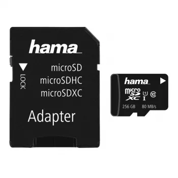 Carte microSDXC Hama 256 Go UHS Speed Class 3 UHS-I 100 Mo/s avec adaptateur SD