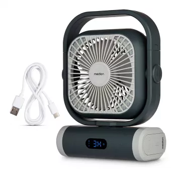 Ventilateur de camping MEDION LIFE Camping Fan E10 TF (MD 12065) gris/blanc