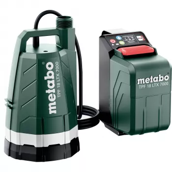 Pompe submersible sans fil Metabo TPF 18 LTX 7000 7000 l/h hauteur de refoulement 9 m 18 V IPX8 (noir/vert, sans batterie ni chargeur)