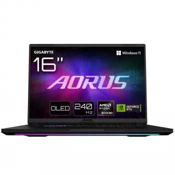 Ordinateur portable GIGABYTE AORUS MASTER 16 6YJM5DEE65SP, 16 pouces WQXGA OLED 240 Hz, AMD Ryzen 9 9955HX3D, 32 Go DDR5, 2 To SSD, GeForce RTX 5080 16 Go, Windows 11 Pro, clavier allemand