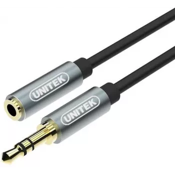 UNITEK Câble d'extension audio 3,5 mm 1 m - mâle vers femelle, plaqué or, noir