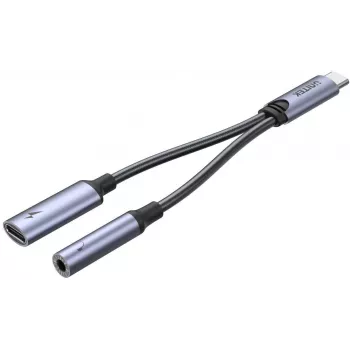 Adaptateur UNITEK USB-C vers jack audio 3,5 mm et USB-C 60W PD (Space Grey)
